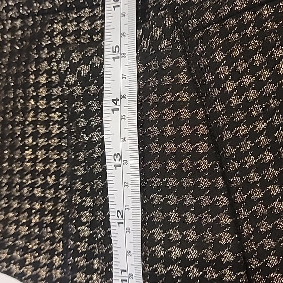 Rachel Zoe Gold Metallic Houndstooth Leggings Black 10 - Picture 5 of 6